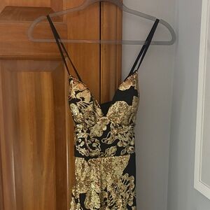 SHEIN Black and Gold Backless Dress